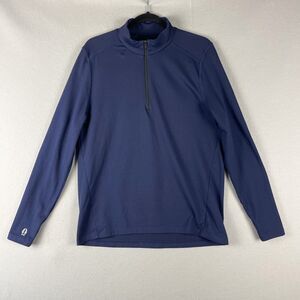 Bearded Goat 1/4 Zip Pullover Mens Medium Blue Stretch Thumbhole Outdoor USA